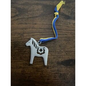 Tennesmed Sweden Pewter Dala Horse Ornament/Pendant w/ Ribbon
